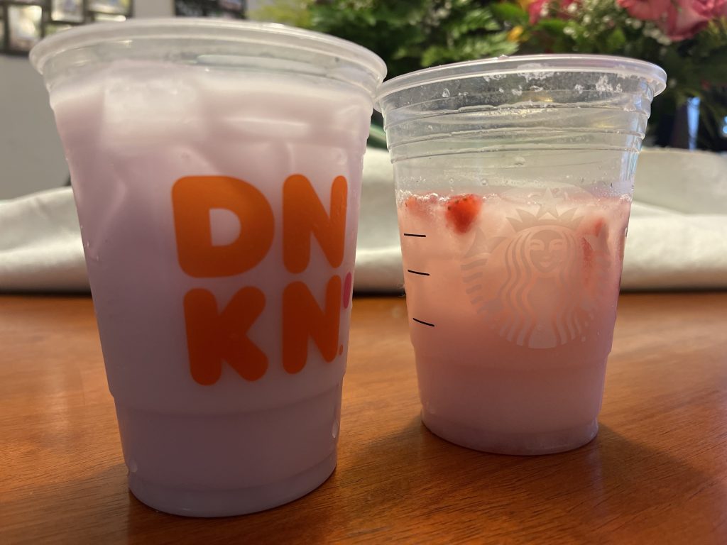 Dunkin Coconut Refresher and Starbucks Pink Drink Review