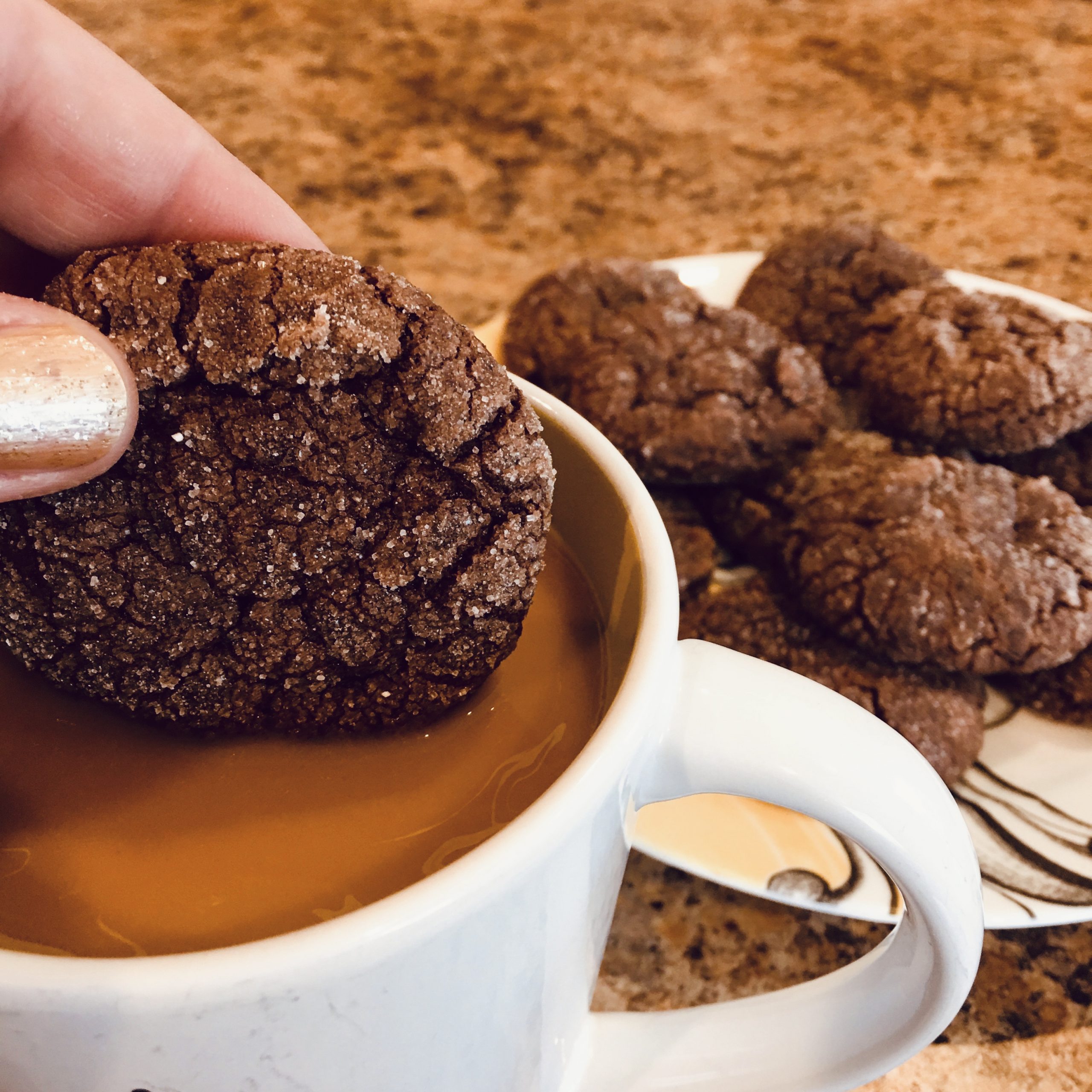 Mocha Crinkle Cookies with Espresso and Caffeine