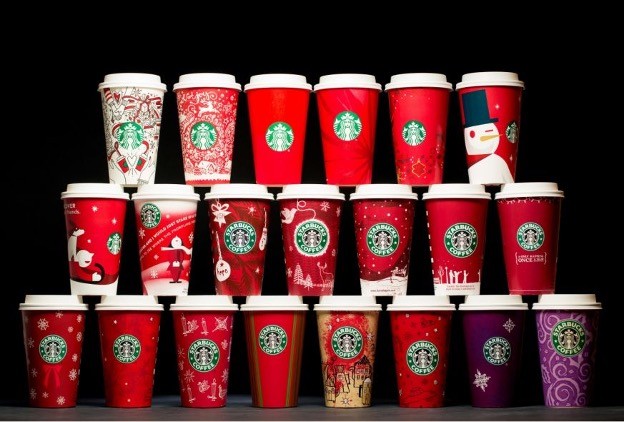 Celebrating 25 years of Starbucks (mostly) red holiday cups