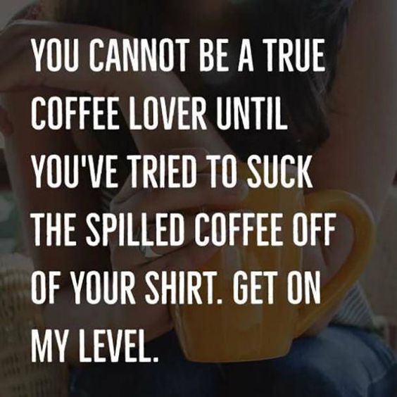 Suck the spilled coffee off your shirt meme