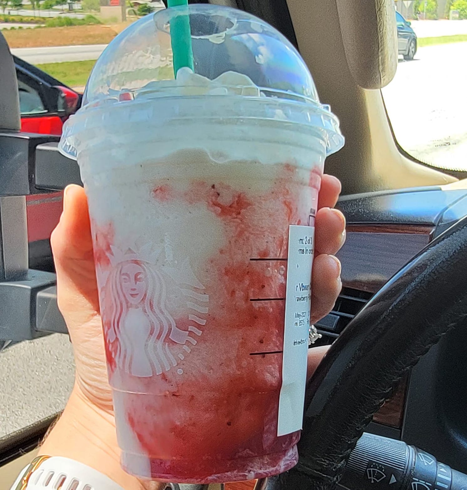 Vanilla Bean Frap With Strawberry Puree