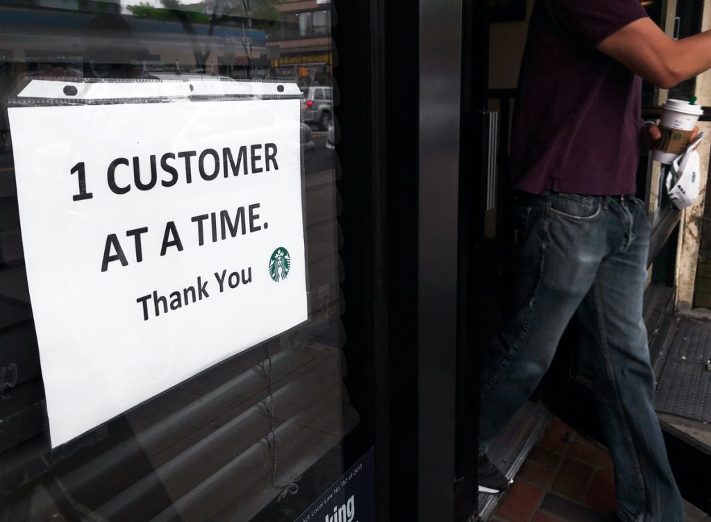 Starbucks Sign "One Customer At a Time" 