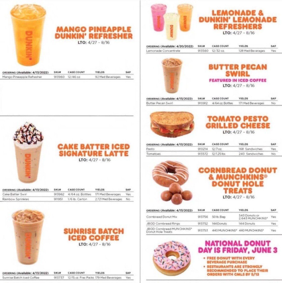 Dunkin's Spring Menu Sequel 2022 Hit List Best Coffee Recipes