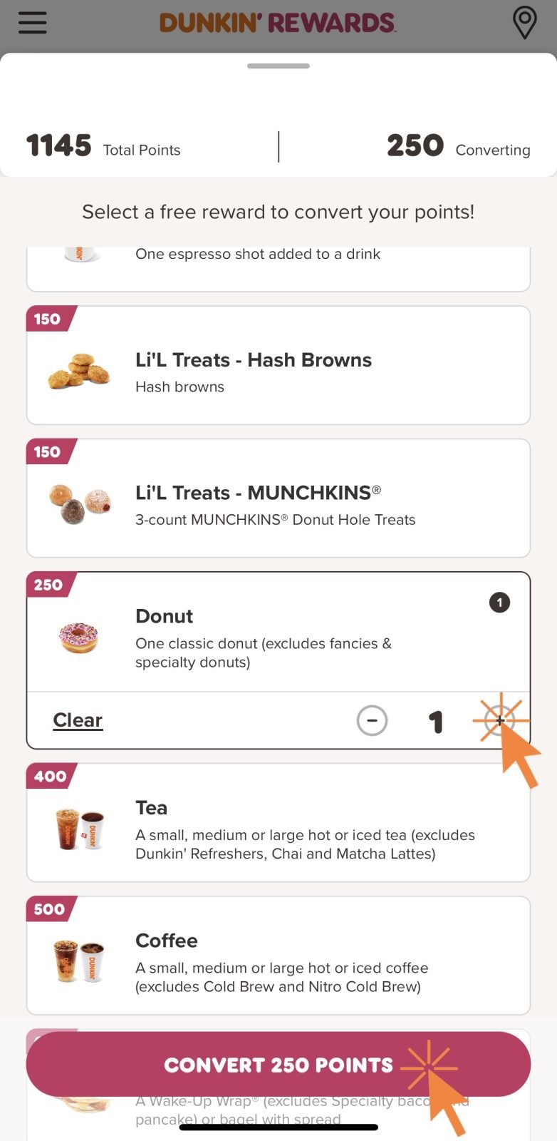 How To Convert Dunkin Rewards Points