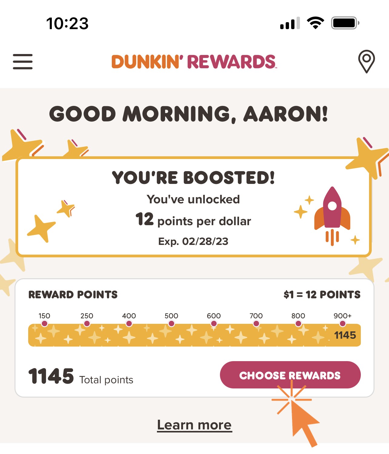 Dunkin Rewards Step 1 - Choose Rewards