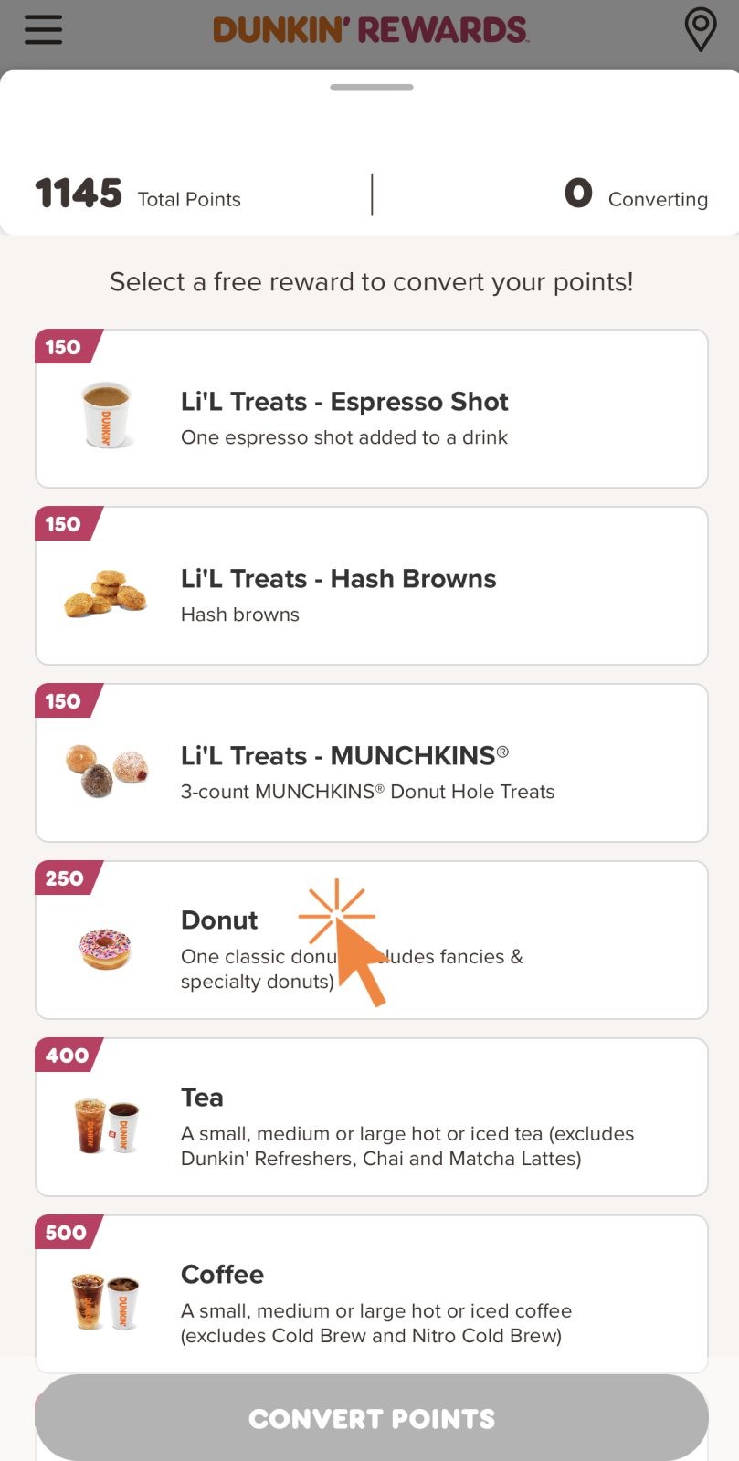 Select Dunkin' Rewards Item