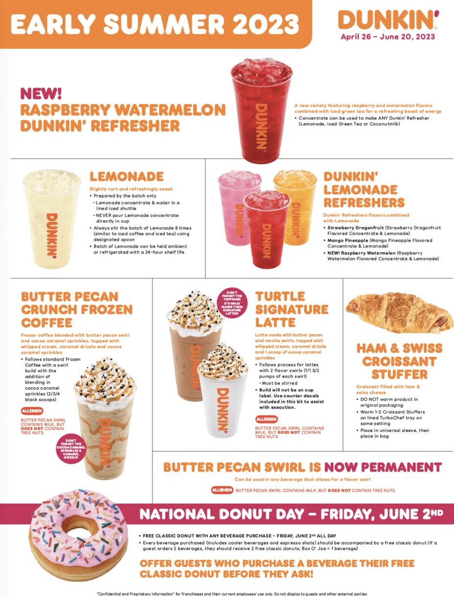 Dunkin’ Spring Sequel Early Summer Menu 2023